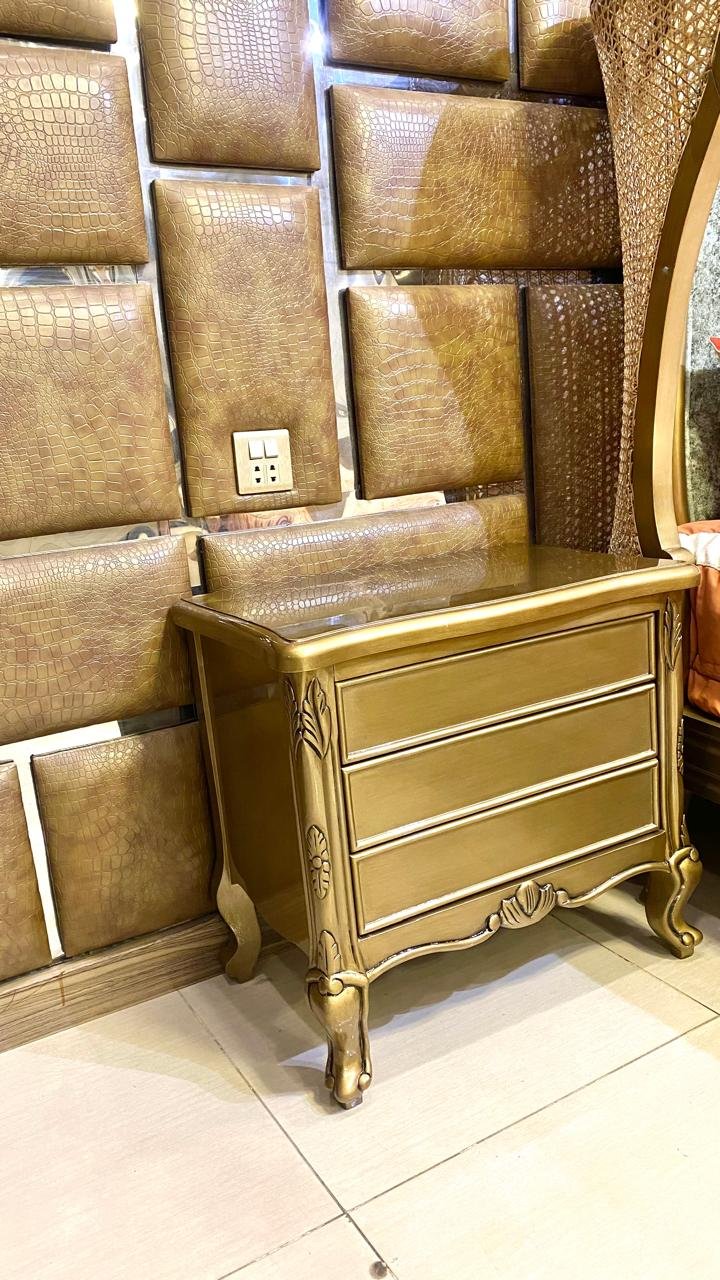 Wooden French Cane Bedset – Complete Bedroom Set | Solid Sheesham Wood | High Gloss Finish | RRF