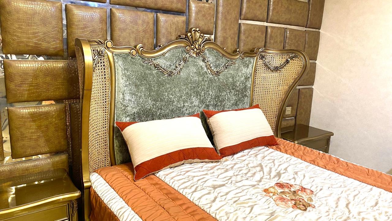 Wooden French Cane Bedset – Complete Bedroom Set | Solid Sheesham Wood | High Gloss Finish | RRF
